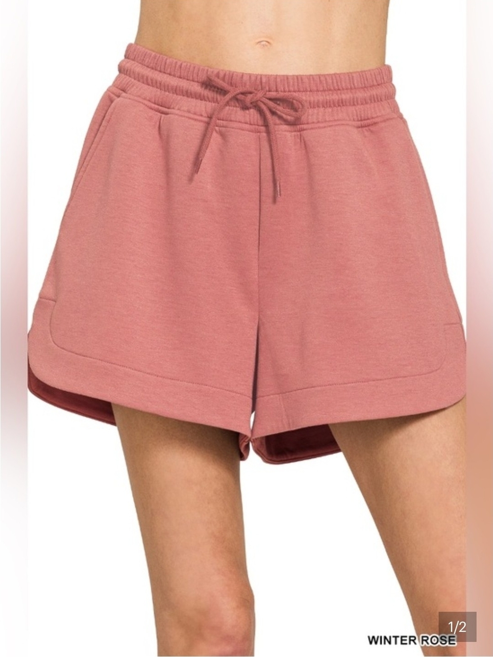 Zenana Tenley Scuba Short in Winter Rose